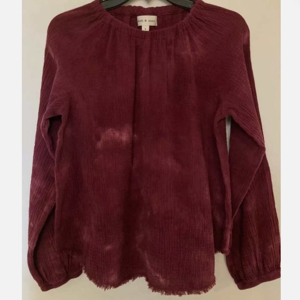 Anthropologie Cloth & Stone Burgundy Top